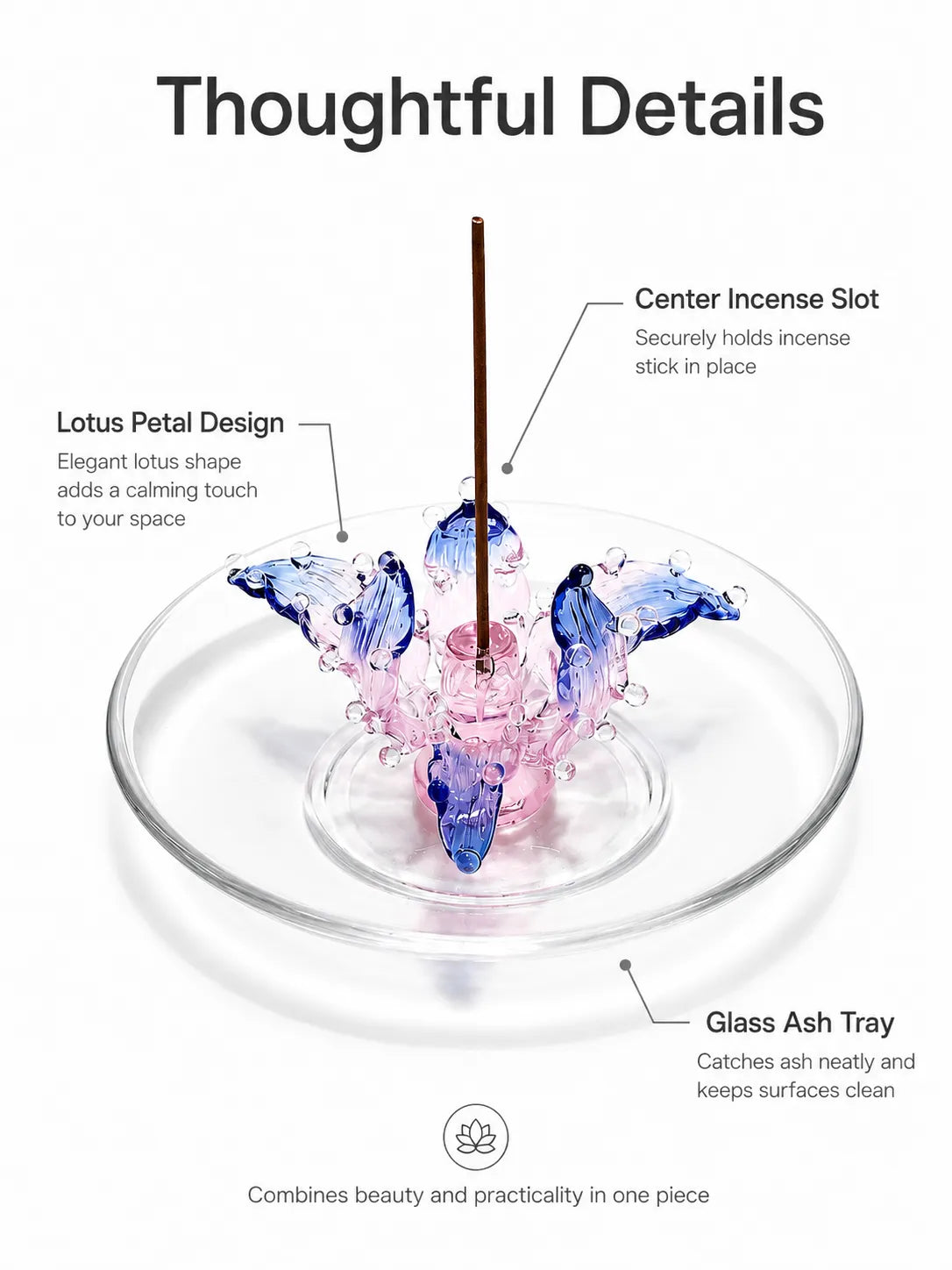 Handmade Glazed Lotus Incense Holder