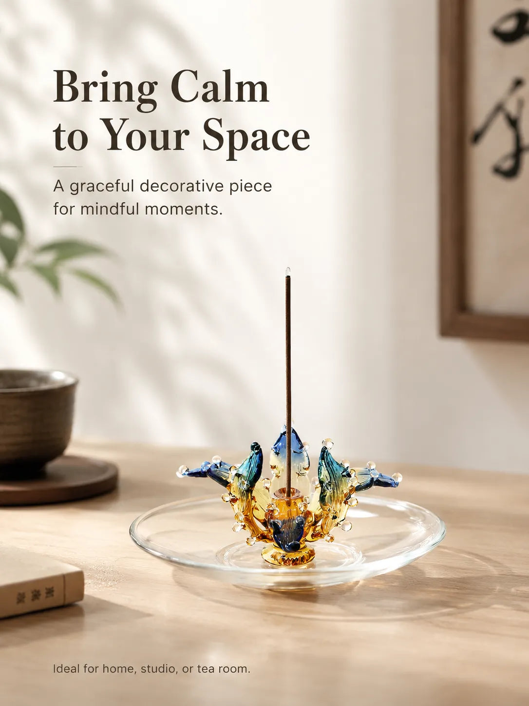 Handmade Glazed Lotus Incense Holder