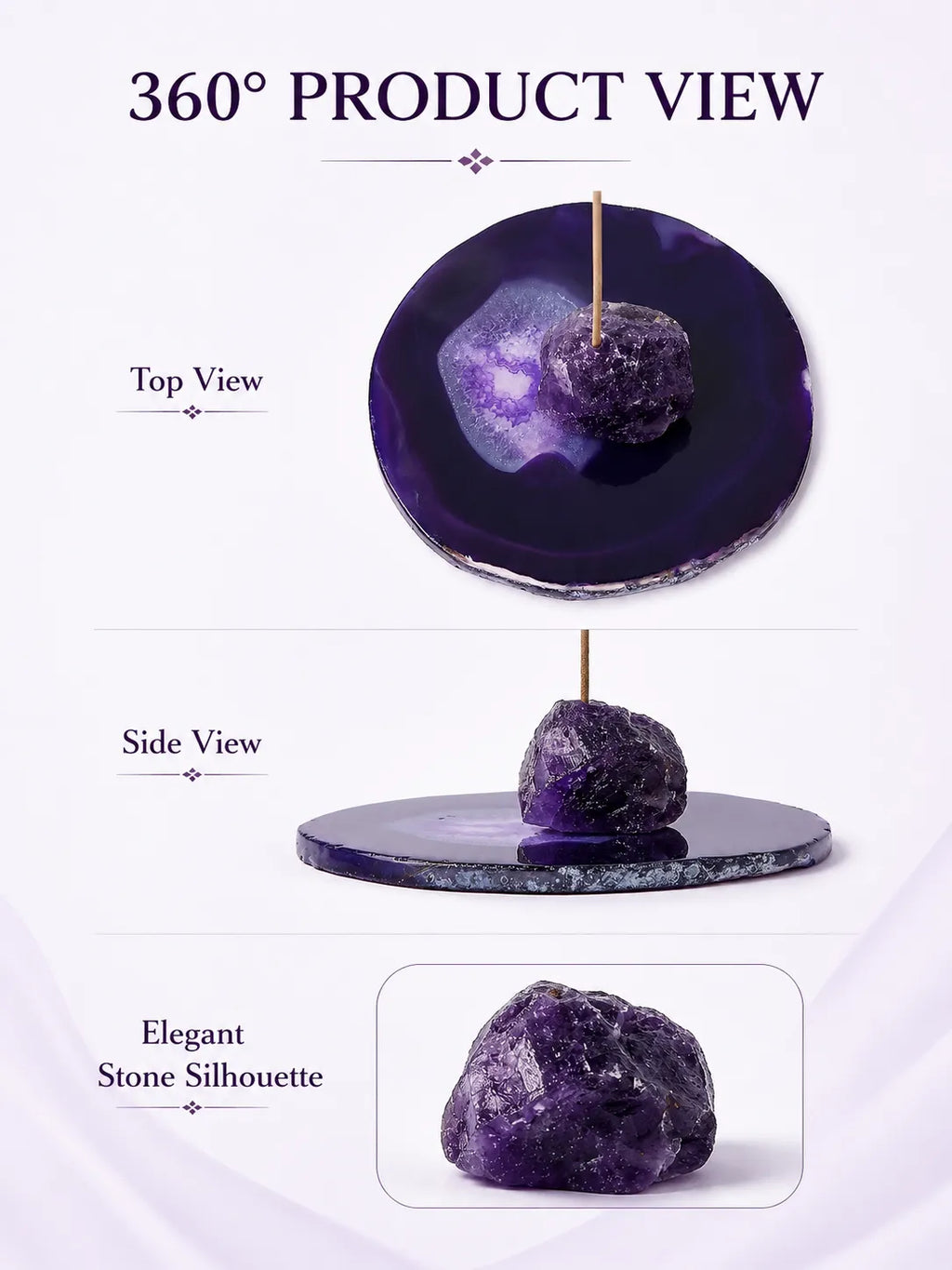 Natural Amethyst Incense Holde