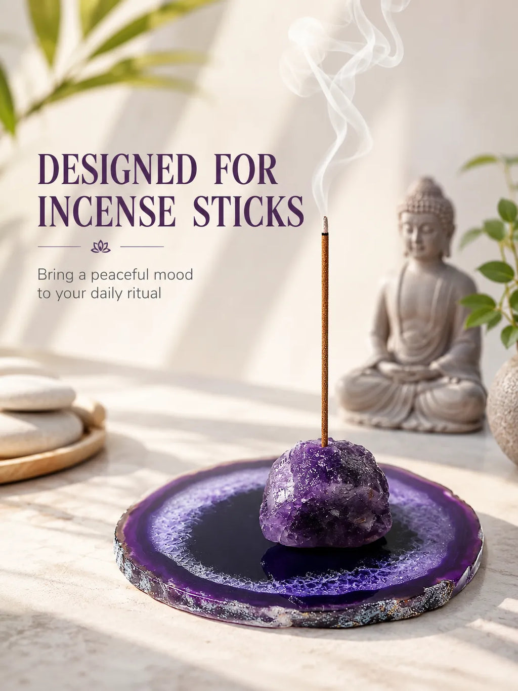 Natural Amethyst Incense Holde