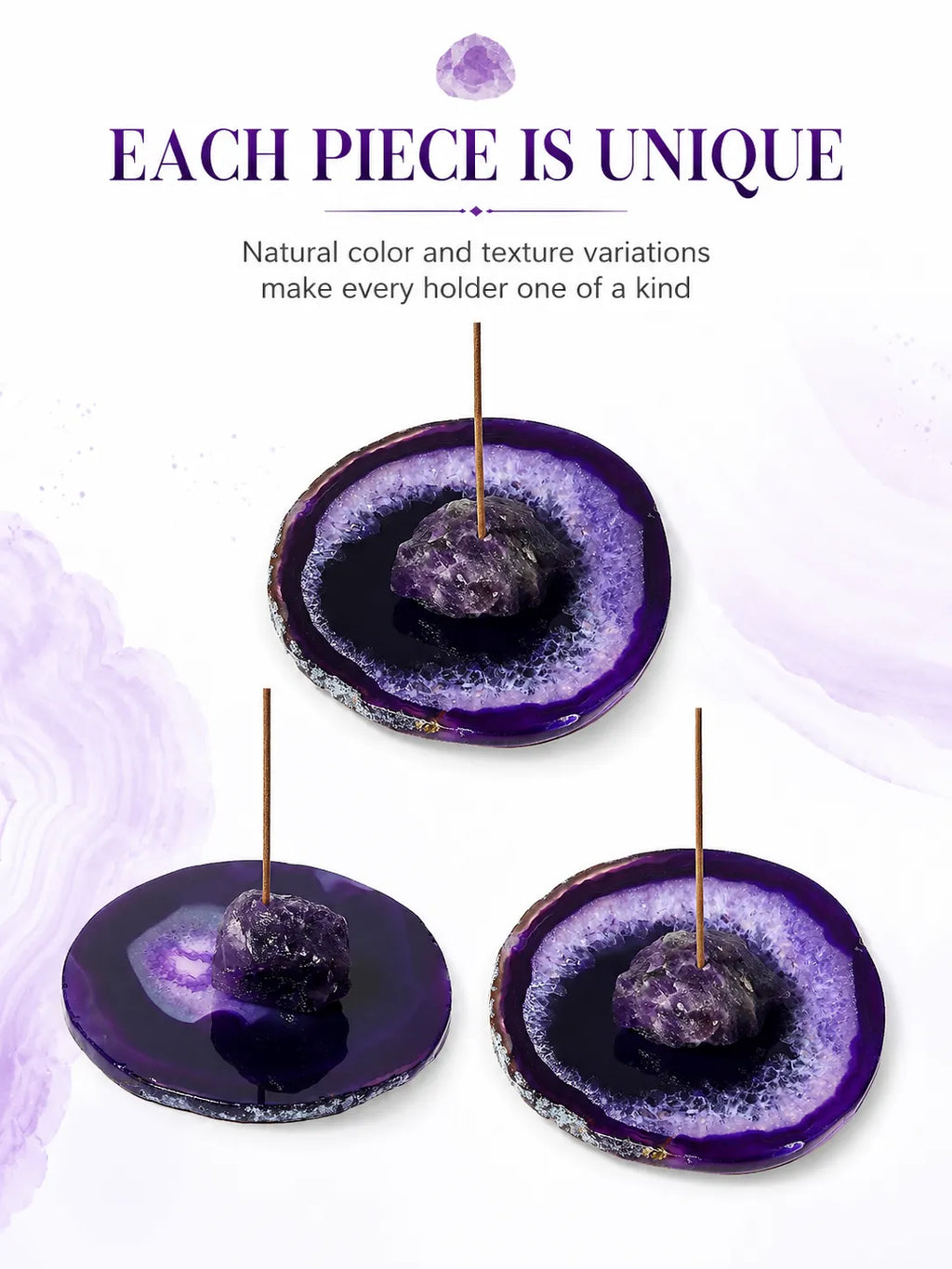 Natural Amethyst Incense Holde
