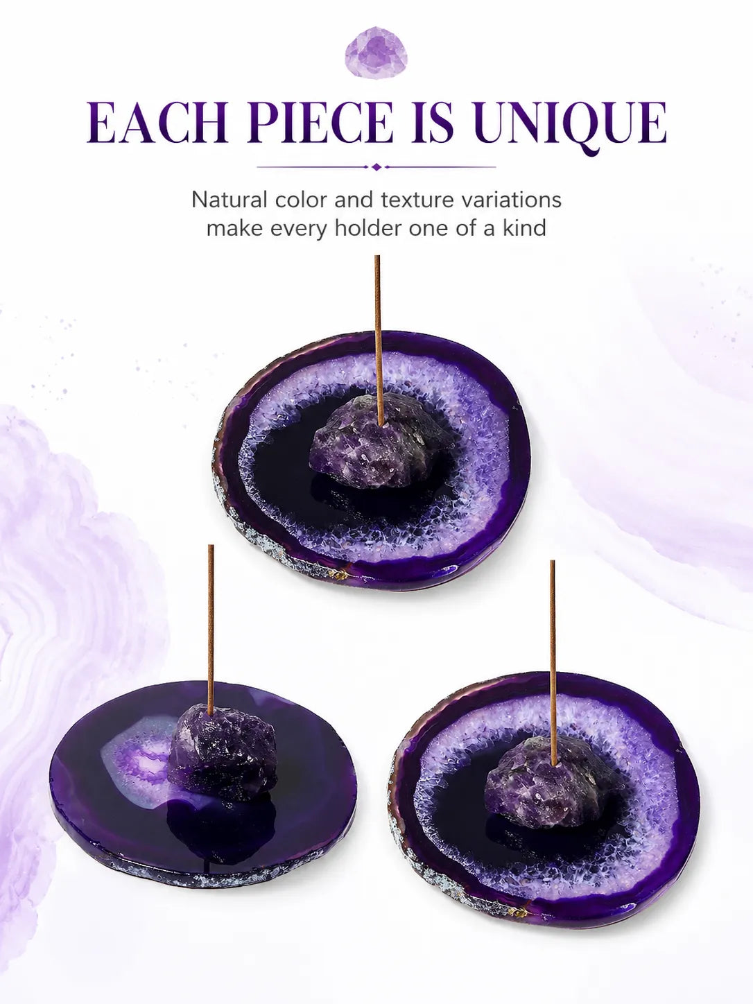 Natural Amethyst Incense Holde