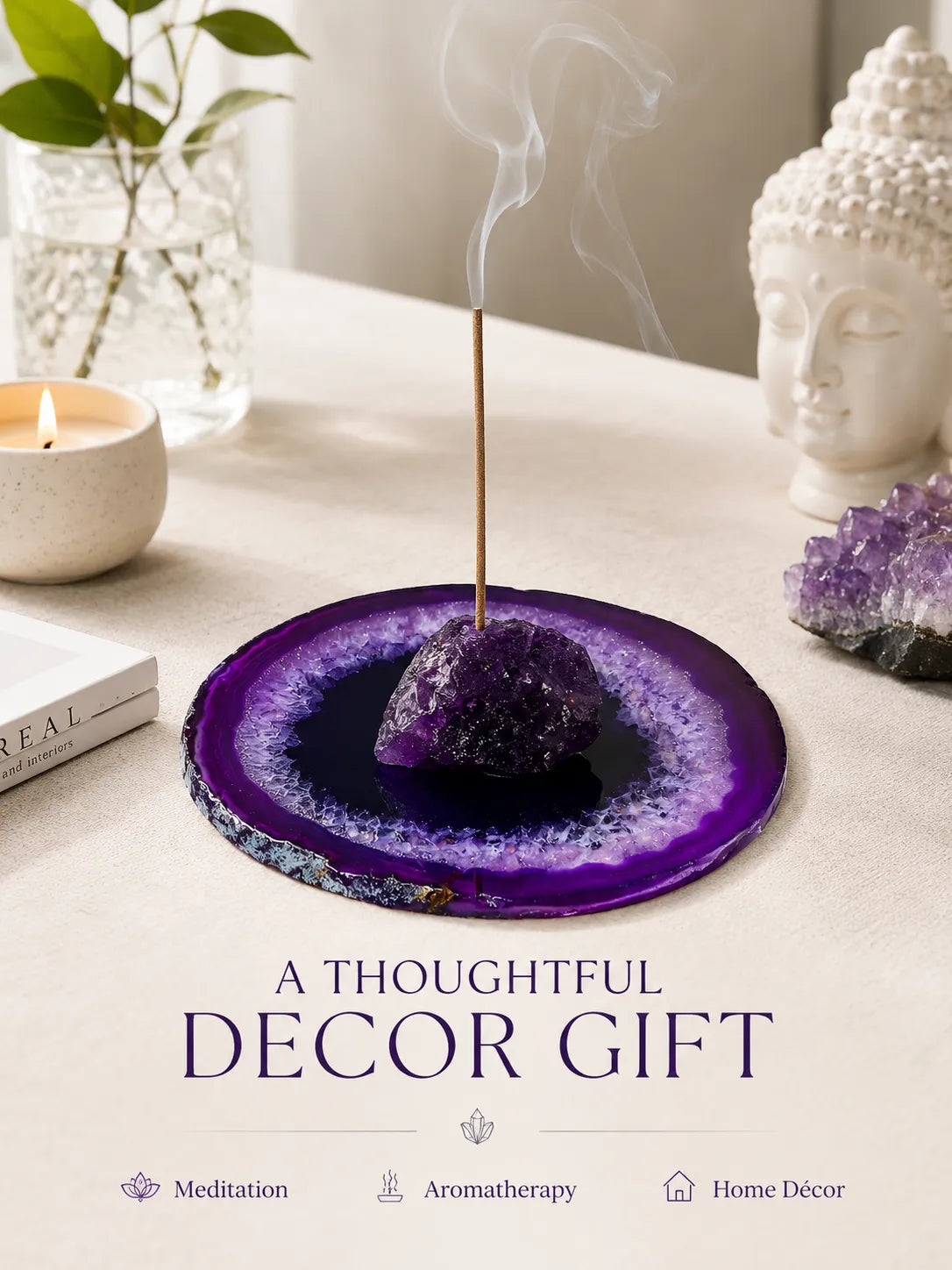 Natural Amethyst Incense Holde