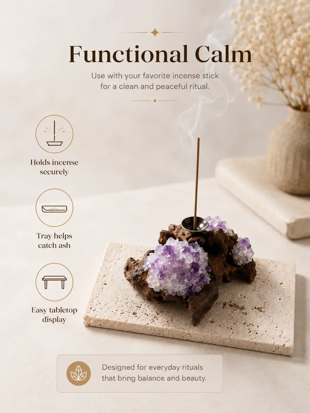 Natural Amethyst Incense Holder