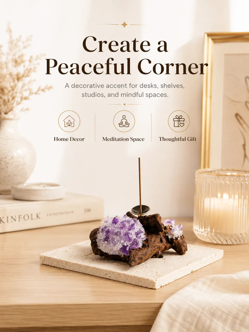 Natural Amethyst Incense Holder