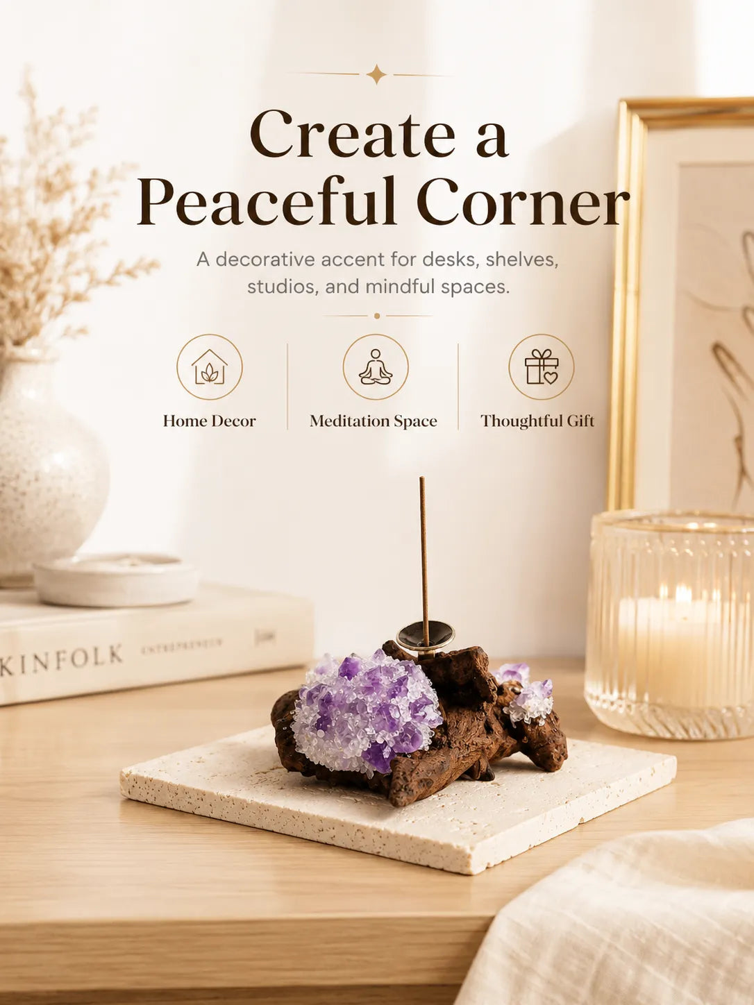 Natural Amethyst Incense Holder