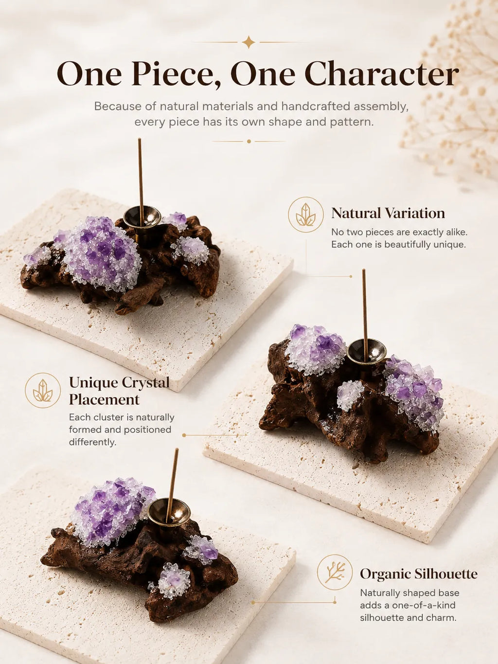 Natural Amethyst Incense Holder