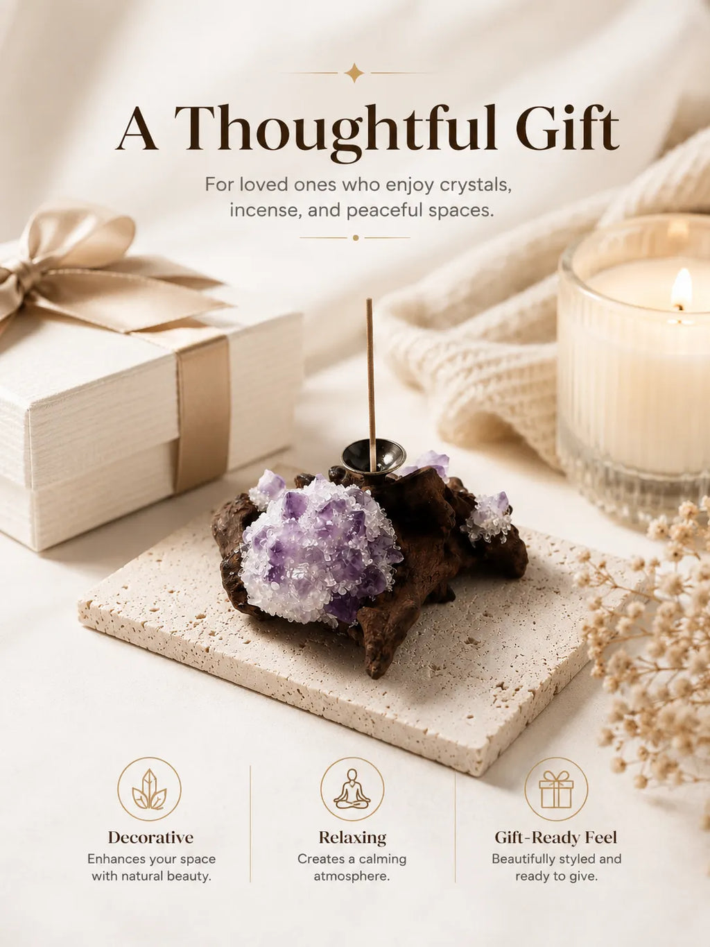 Natural Amethyst Incense Holder
