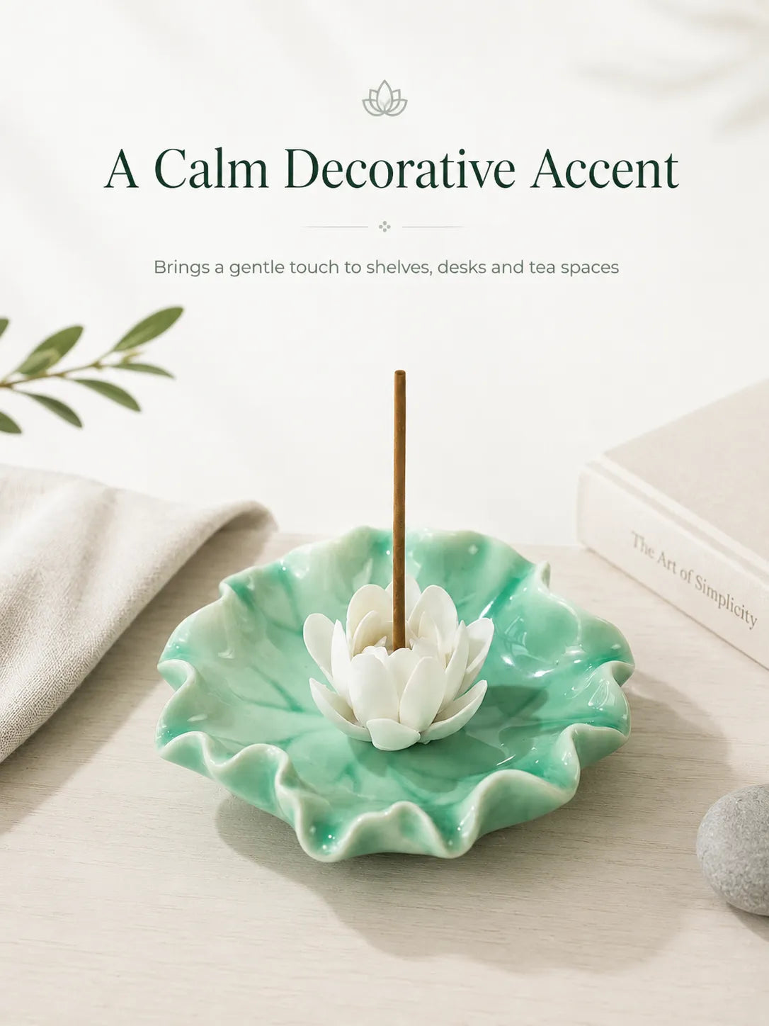 Ceramic White Lotus Incense Holder