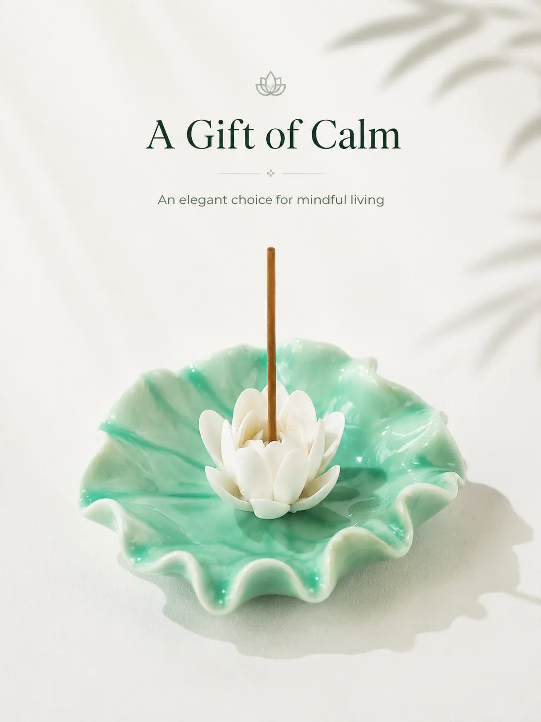 Ceramic White Lotus Incense Holder