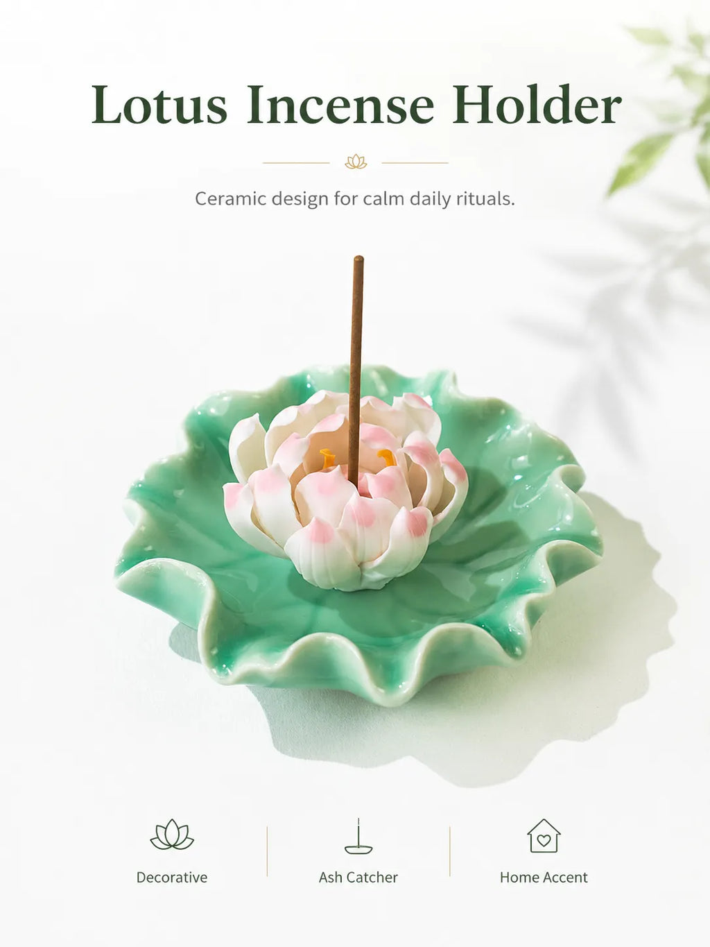 Ceramic Pink Lotus Incense Holder