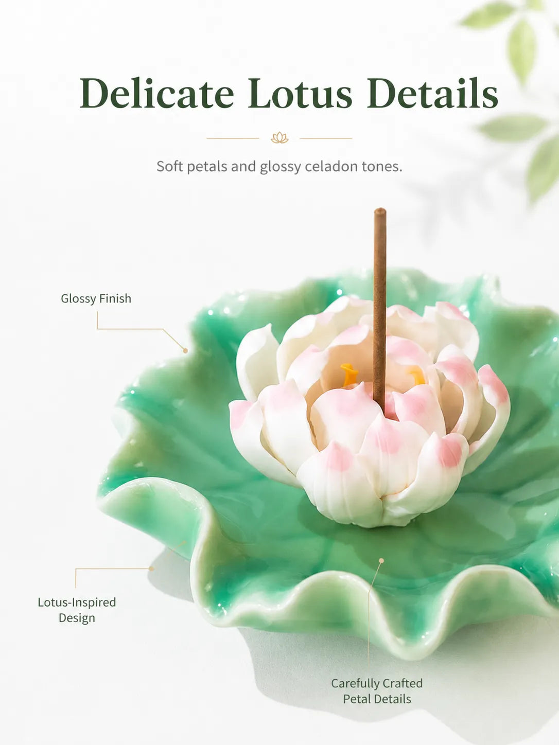 Ceramic Pink Lotus Incense Holder