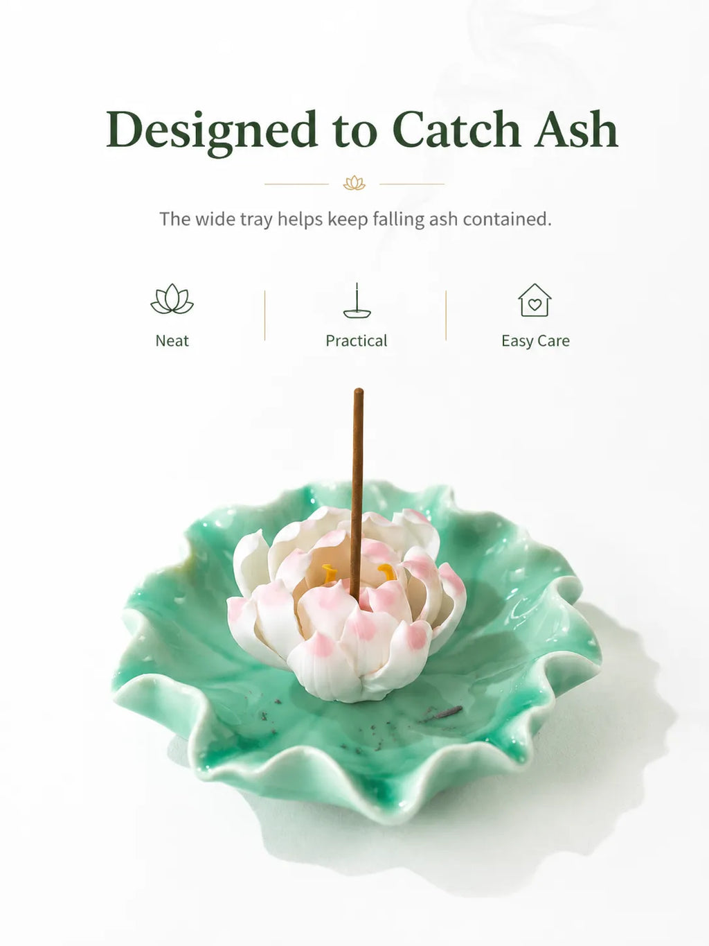 Ceramic Pink Lotus Incense Holder