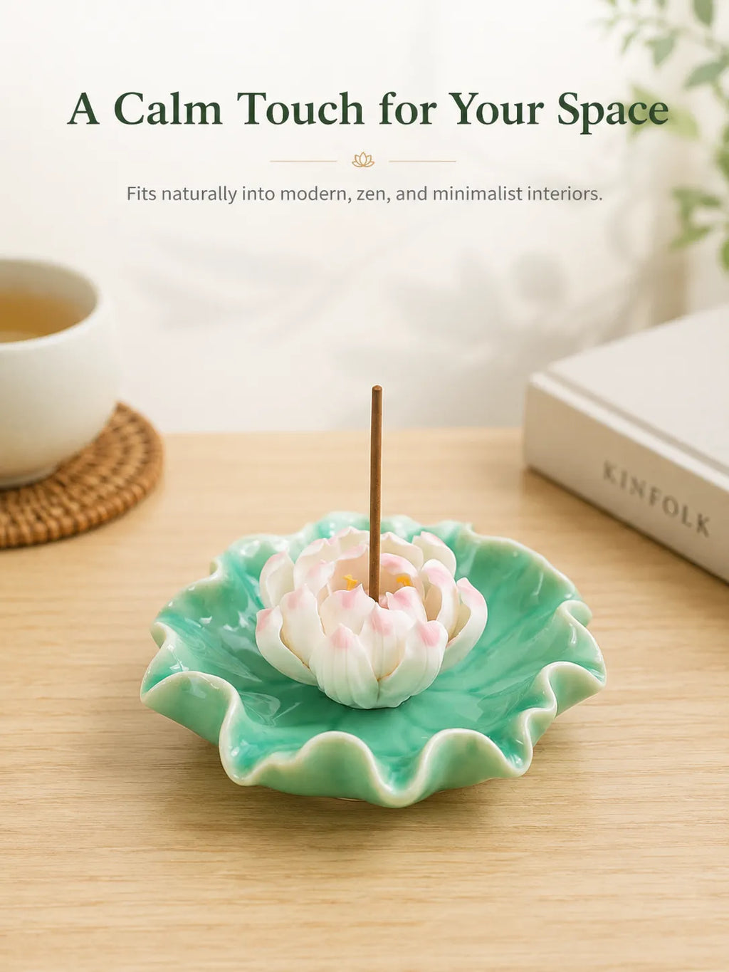 Ceramic Pink Lotus Incense Holder