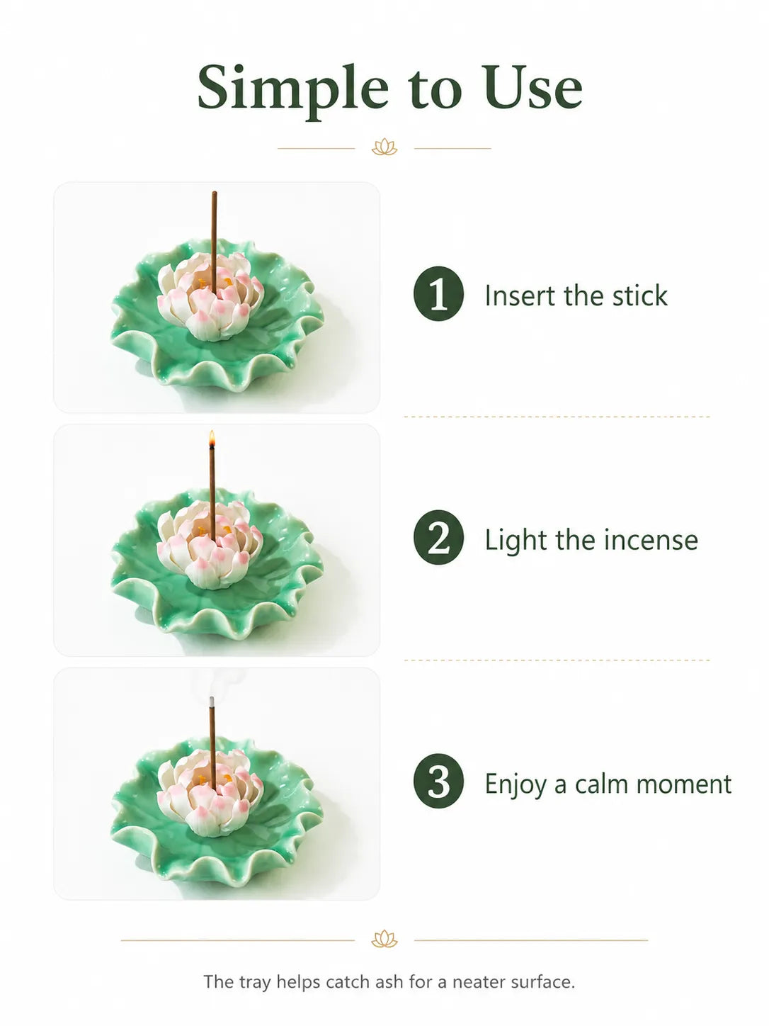 Ceramic Pink Lotus Incense Holder