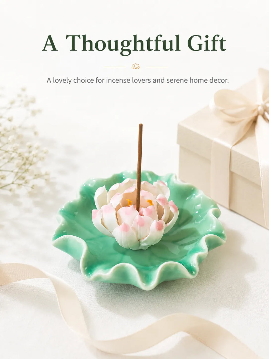 Ceramic Pink Lotus Incense Holder