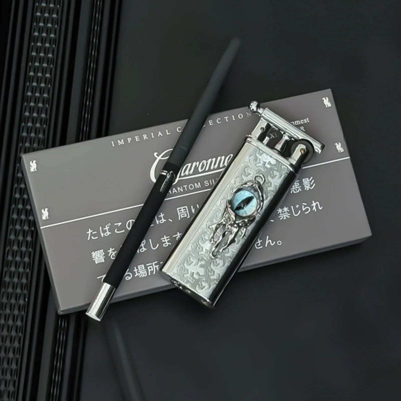 The Silver Salamander Lighter: metal lighter featuring silver Salamander Lighter.