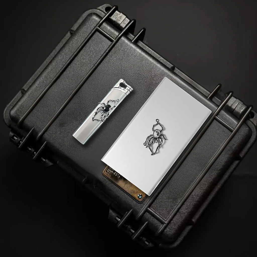 The Neo-Arachnid Silver Lighter—metal lighter with neo-Arachnid Silver Lighter.