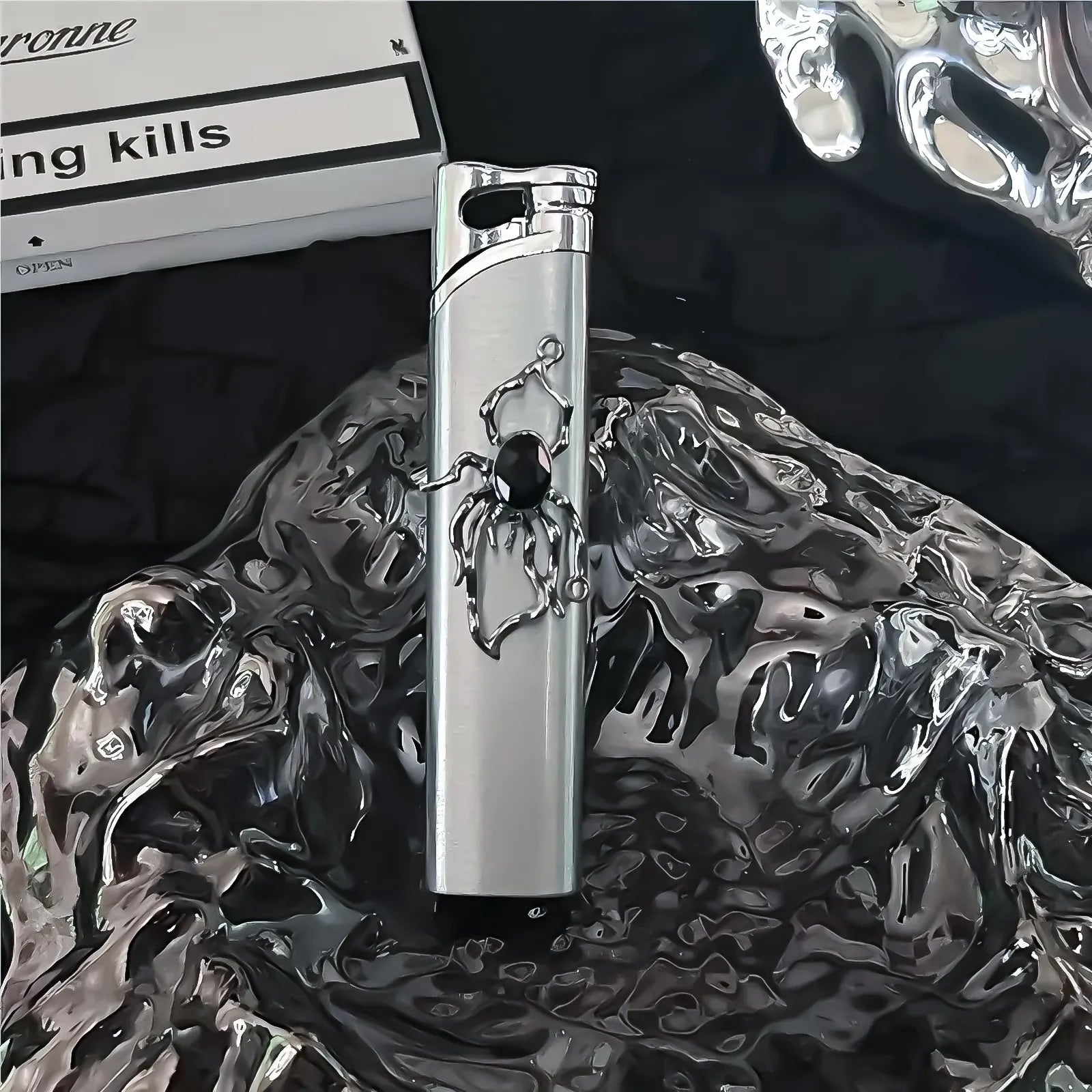 The Neo-Arachnid Silver Lighter—metal lighter with neo-Arachnid Silver Lighter.