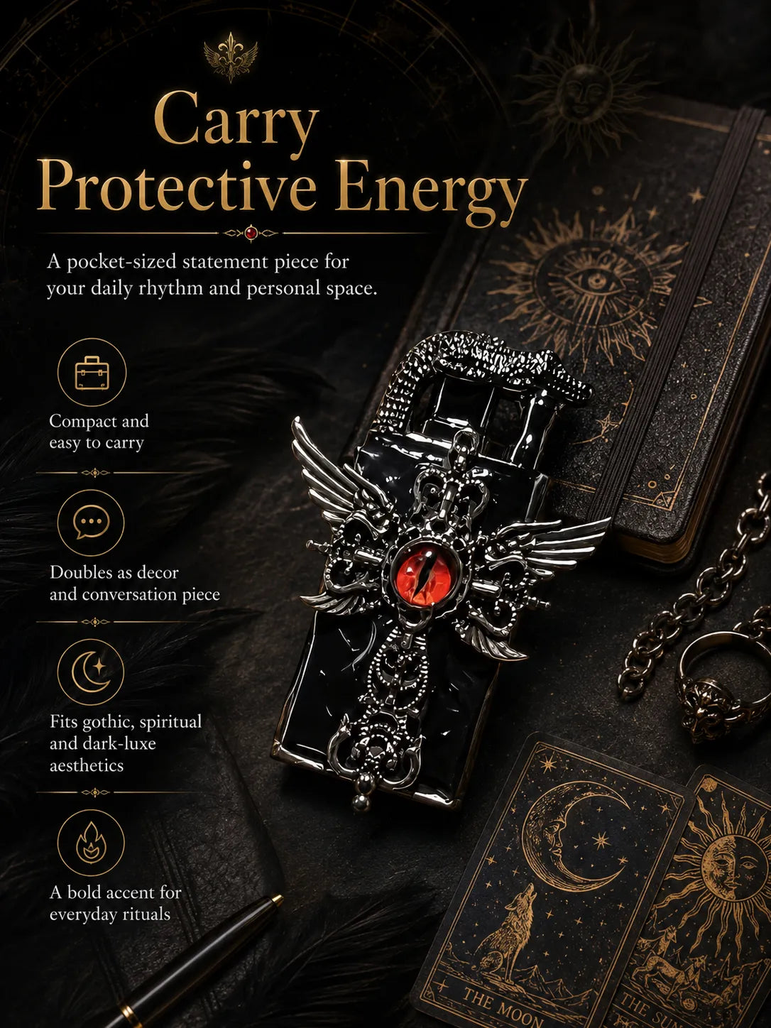 Fallen Seraphim Winged Cross for Focus and Protection