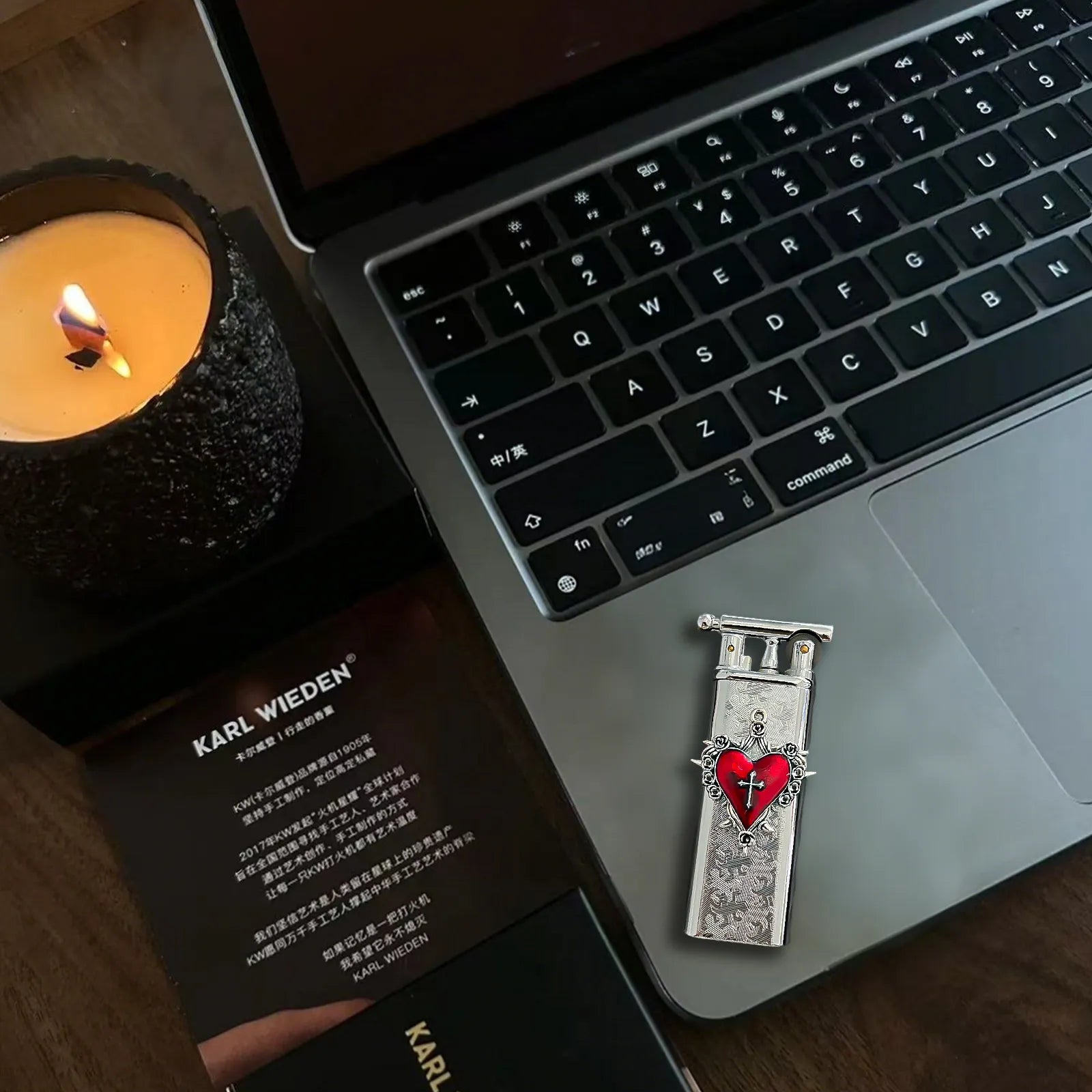 The Bleeding Love Vow Lighter: metal lighter with bleeding Love Vow Lighter.