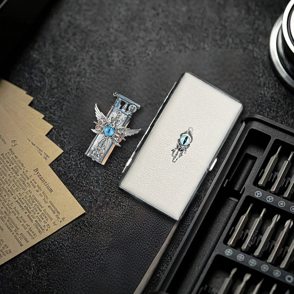 The Azure Seraphim Lighter—metal lighter showcasing azure Seraphim Lighter.