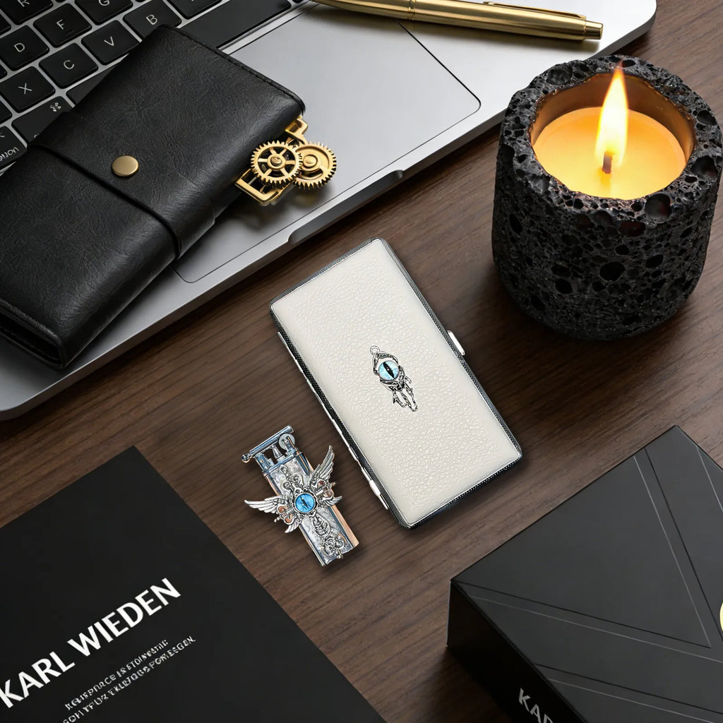 The Azure Seraphim Lighter—metal lighter showcasing azure Seraphim Lighter.