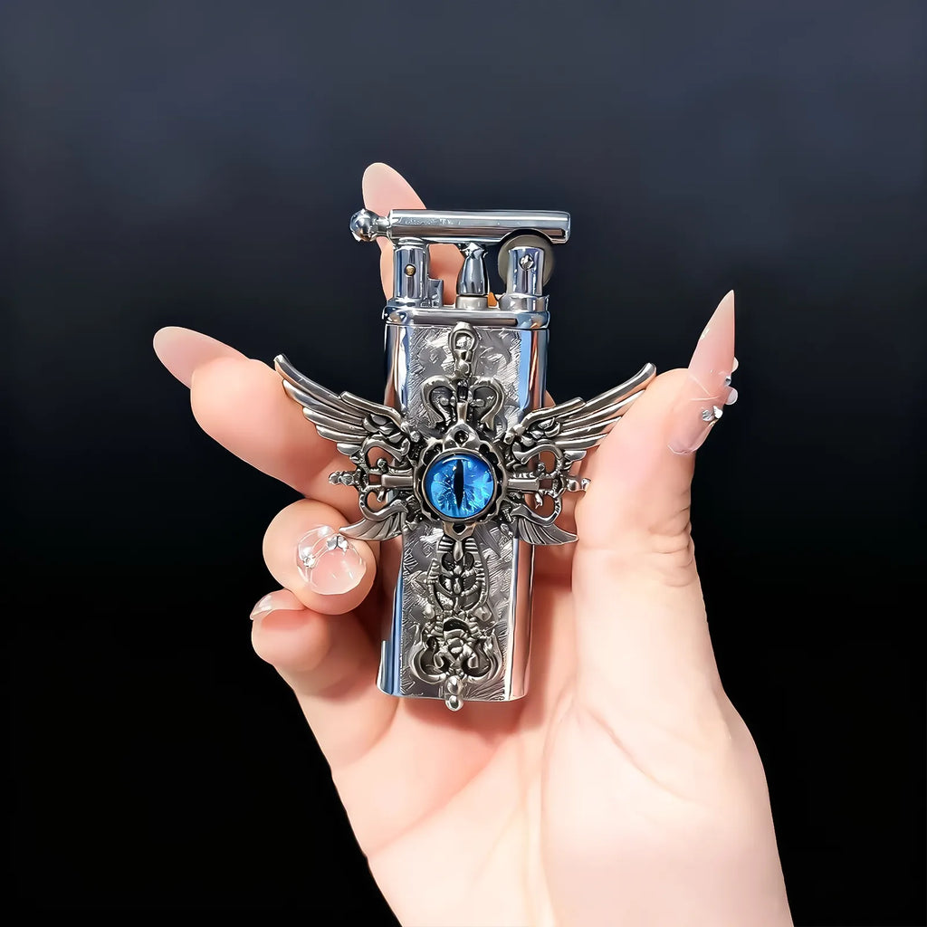 The Azure Seraphim Lighter—metal lighter showcasing azure Seraphim Lighter.