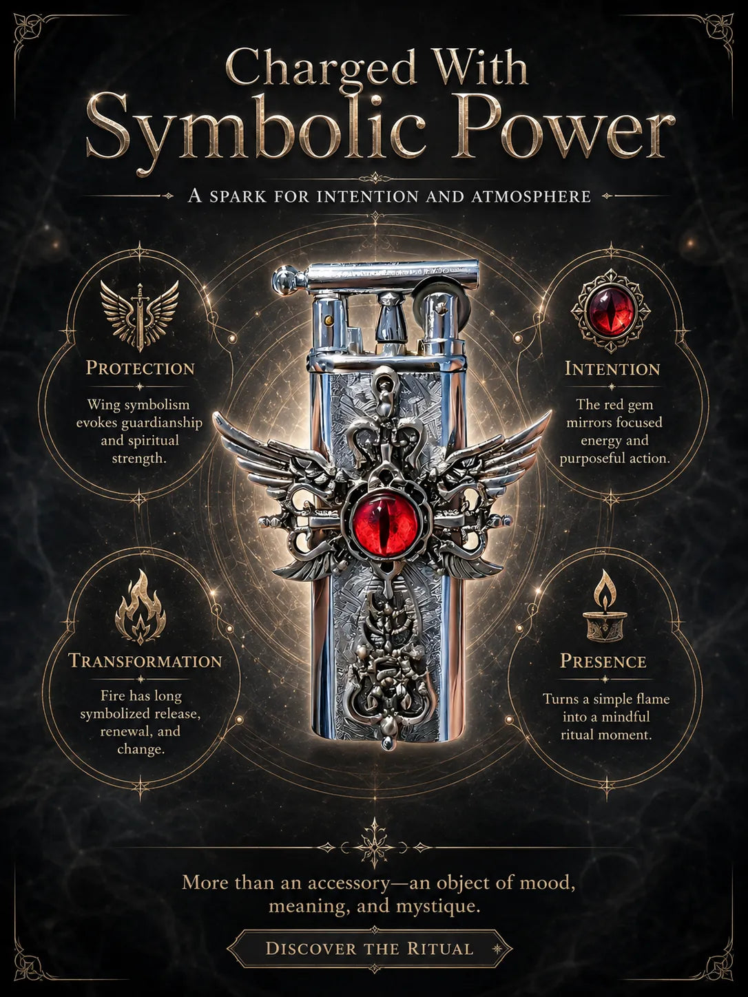 Crimson Seraphim  Red Eye Winged Cross for Protection