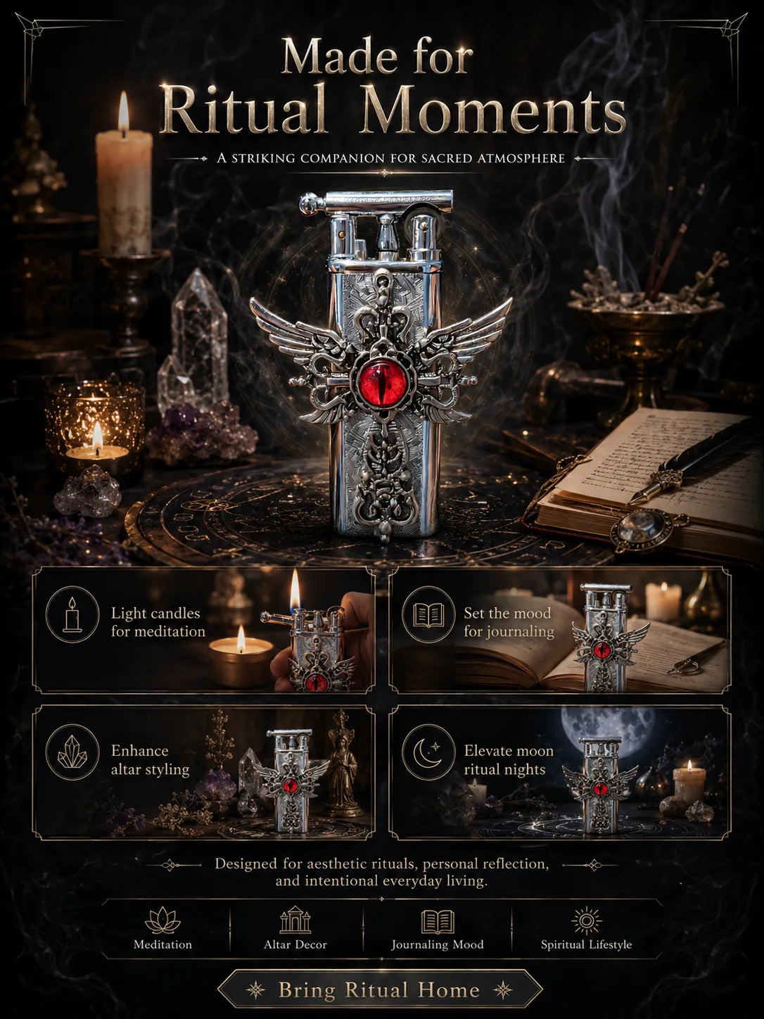 Crimson Seraphim  Red Eye Winged Cross for Protection