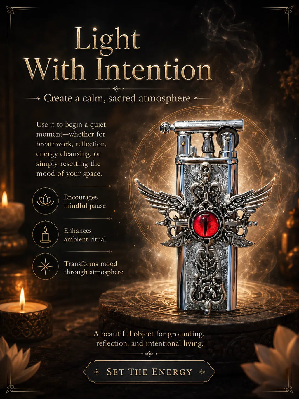 Crimson Seraphim  Red Eye Winged Cross for Protection