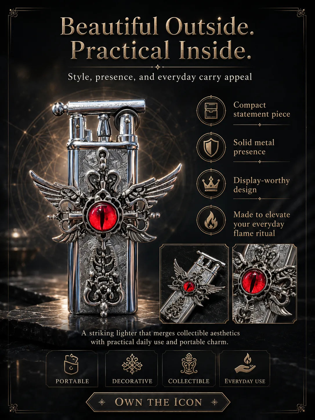 Crimson Seraphim  Red Eye Winged Cross for Protection