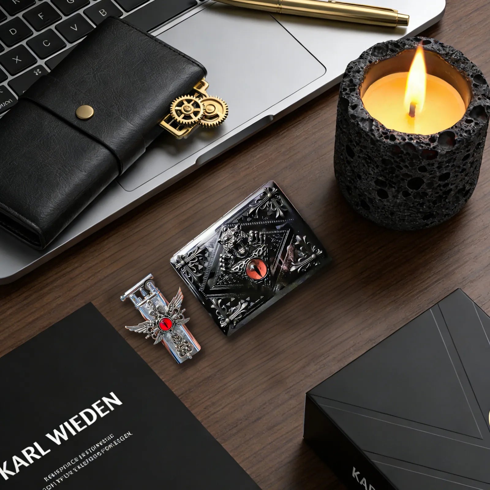 The Crimson Seraphim Lighter—metal lighter showcasing crimson Seraphim Lighter.