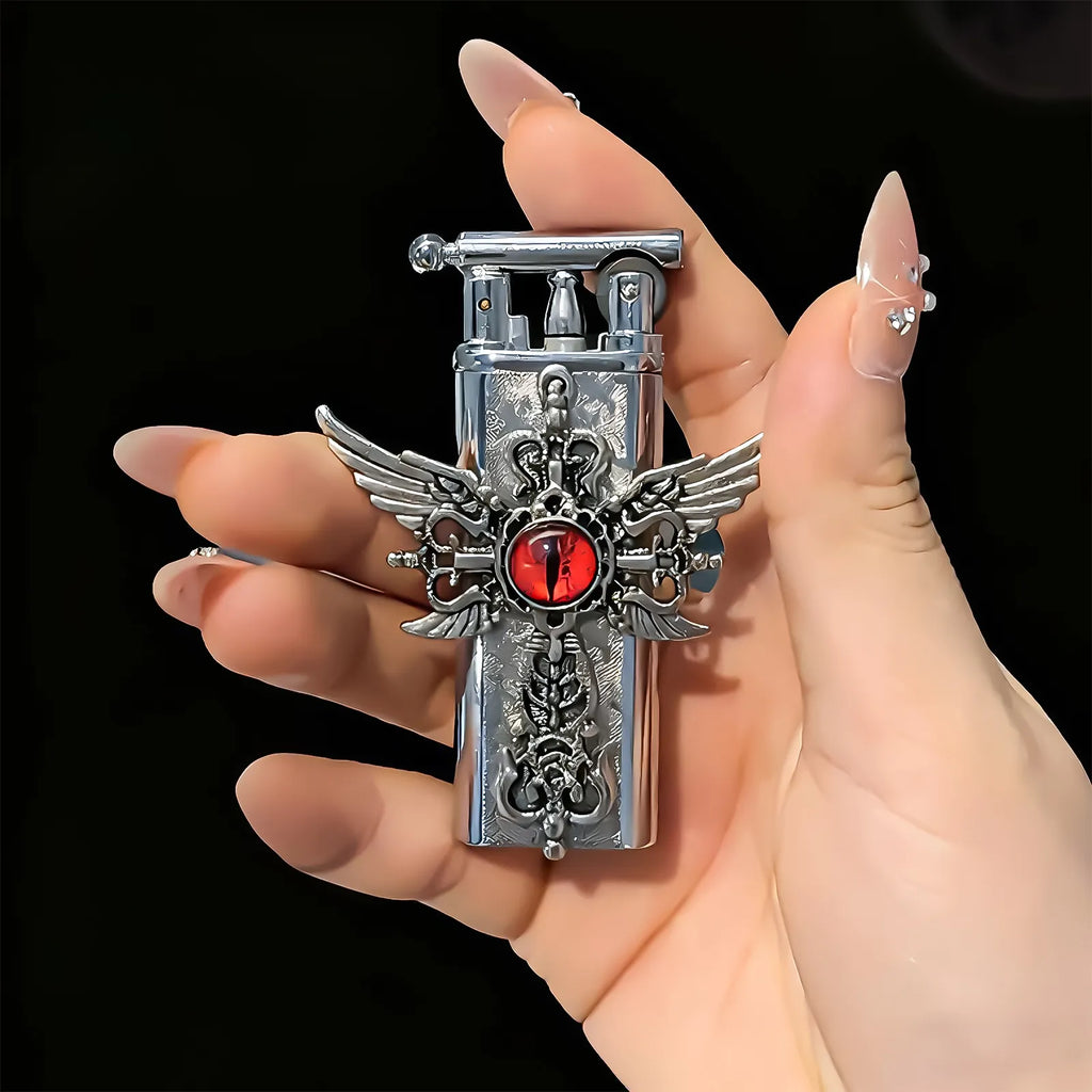 The Crimson Seraphim Lighter—metal lighter showcasing crimson Seraphim Lighter.