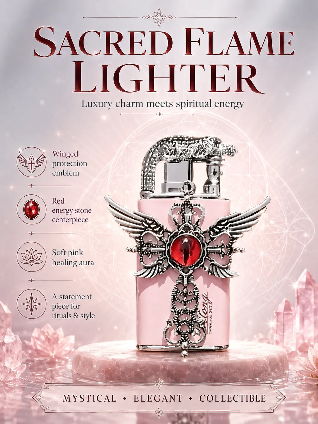 Pink Seraphim Winged Energy Pastel for Good Fortune