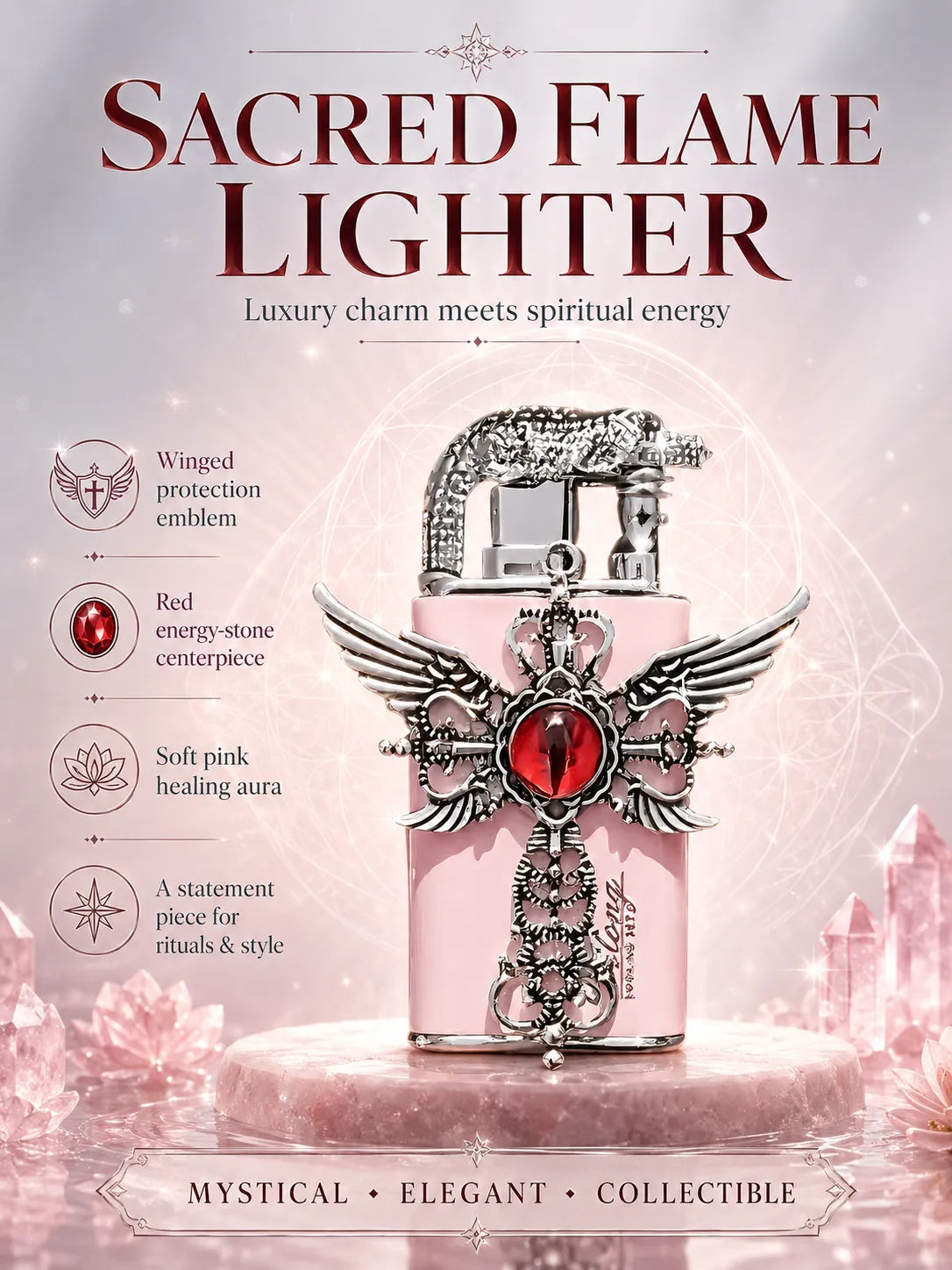 Pink Seraphim Winged Energy Pastel for Good Fortune