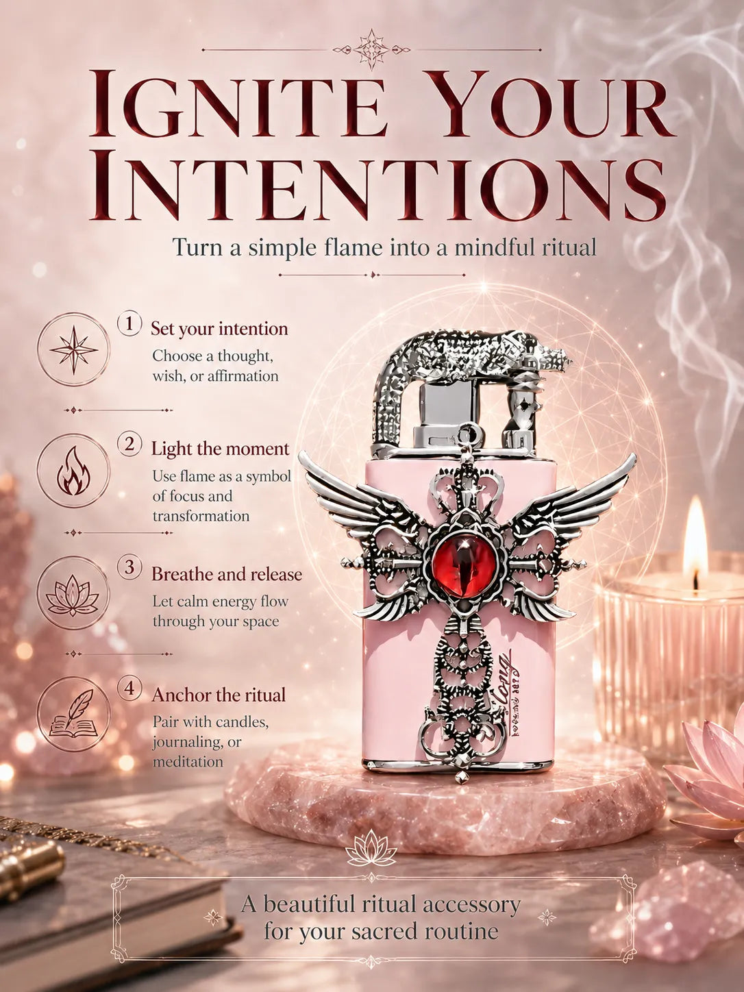 Pink Seraphim Winged Energy Pastel for Good Fortune