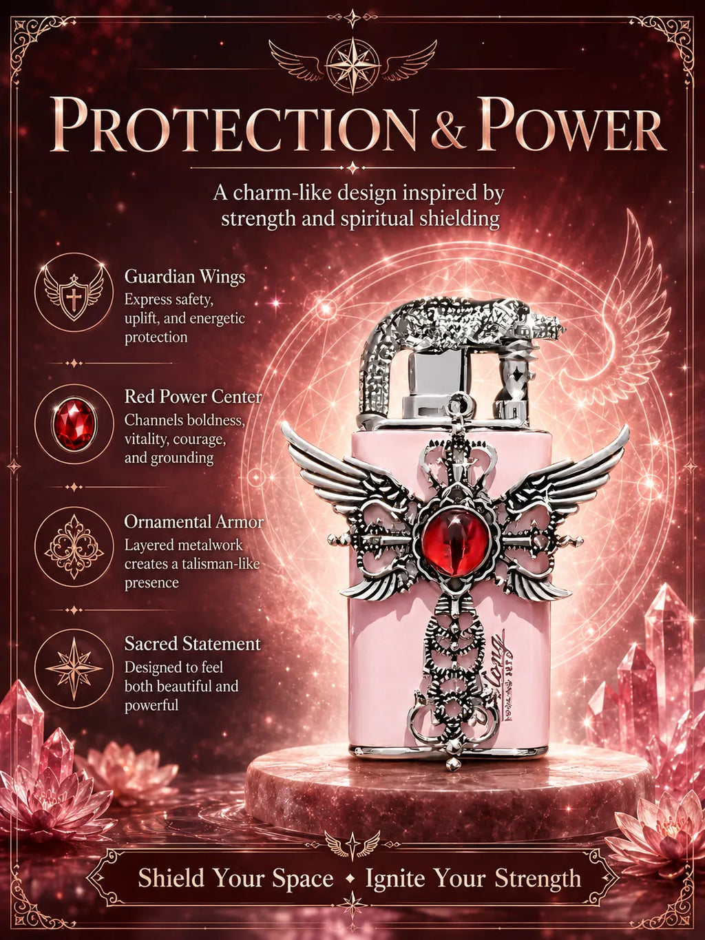 Pink Seraphim Winged Energy Pastel for Good Fortune