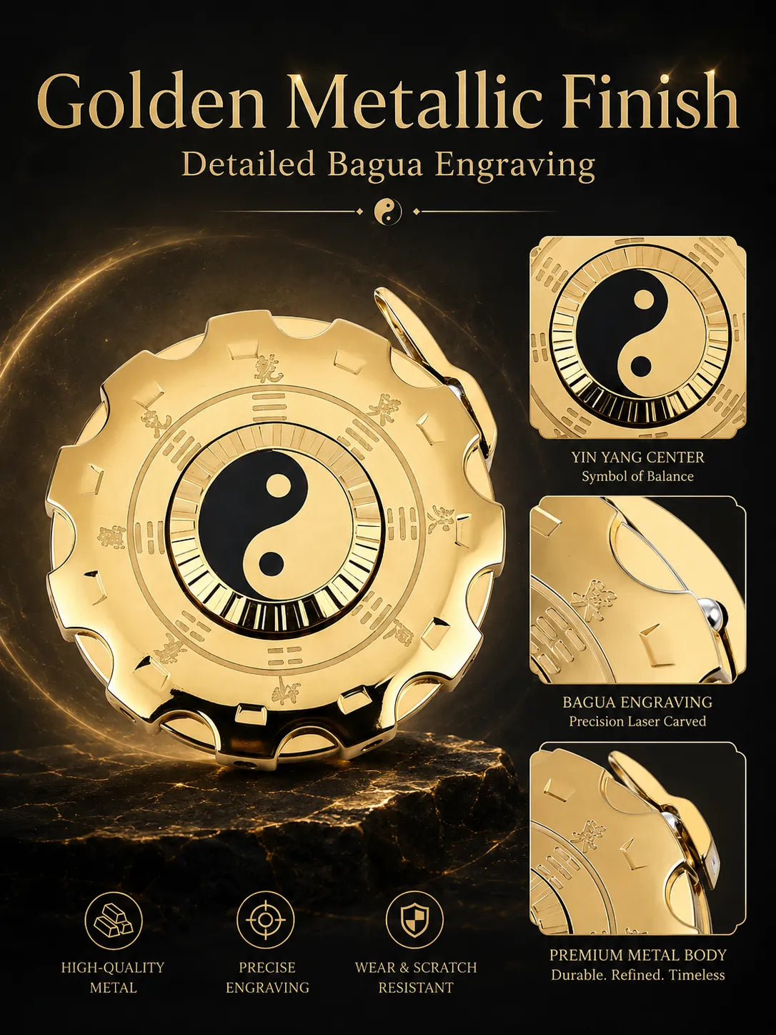 Tachi YinYang Gold Flame–  Energy Balance and Good Fortune