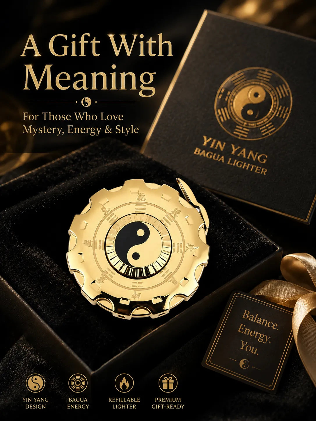 Tachi YinYang Gold Flame–  Energy Balance and Good Fortune