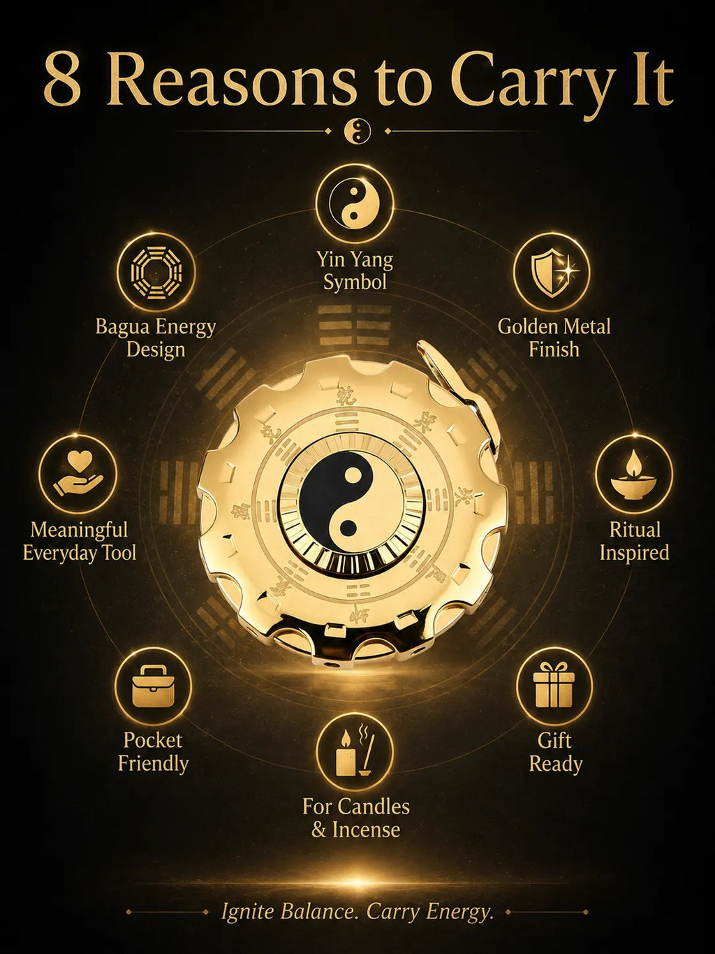 Tachi YinYang Gold Flame–  Energy Balance and Good Fortune