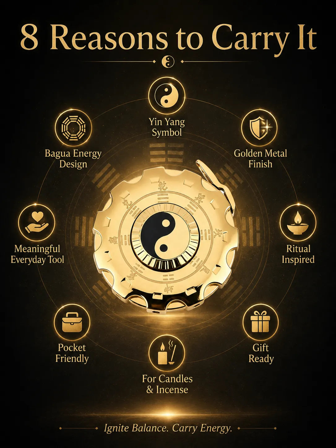 Tachi YinYang Gold Flame–  Energy Balance and Good Fortune