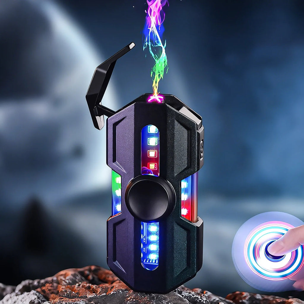 Tactical Zinc Alloy Dual Arc Igniter Kinetic Spinner EDC Multi-Tool