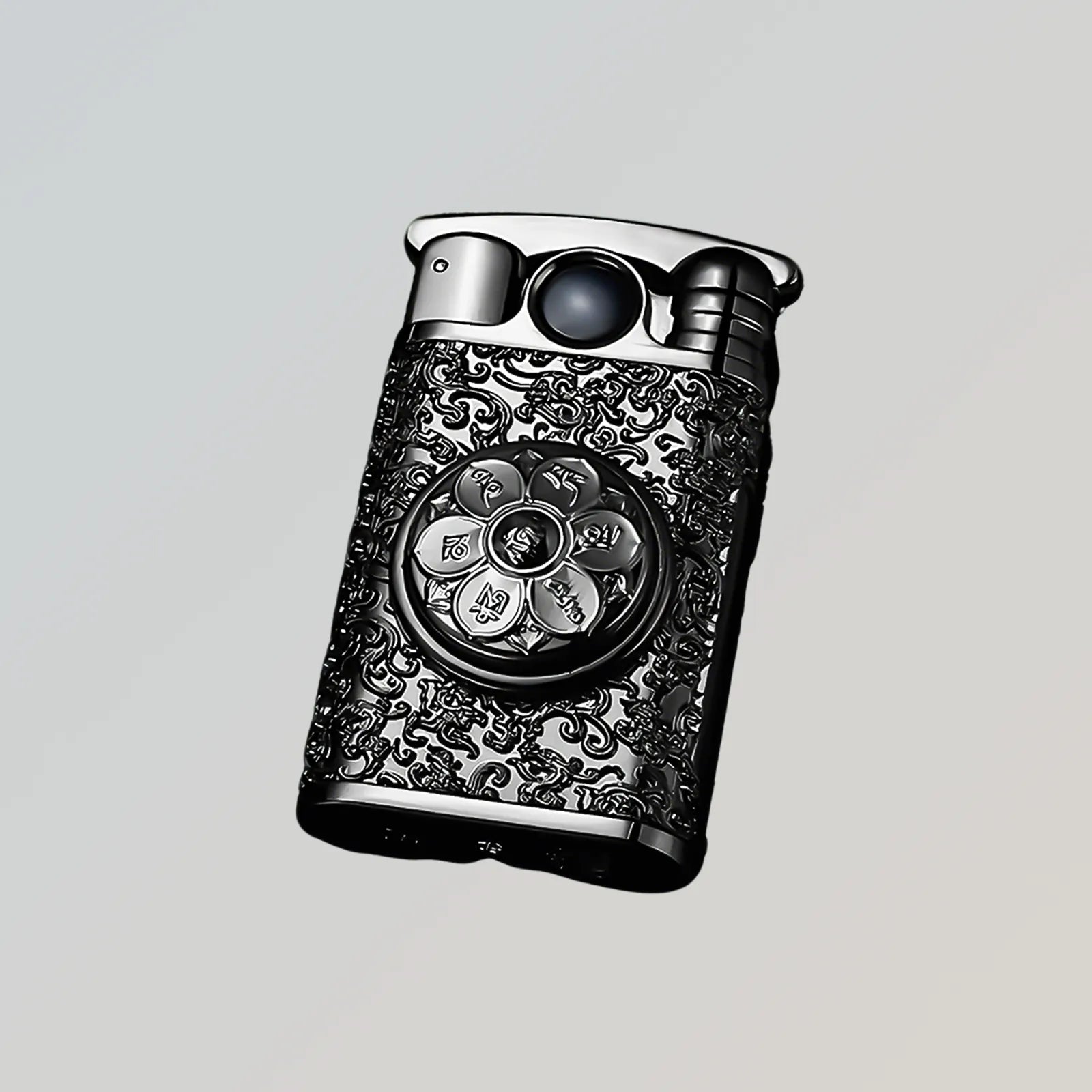 Six-character Mantra Lighter - Darkfire—metal lighter with six-character Mantra Lighter - Darkfire.