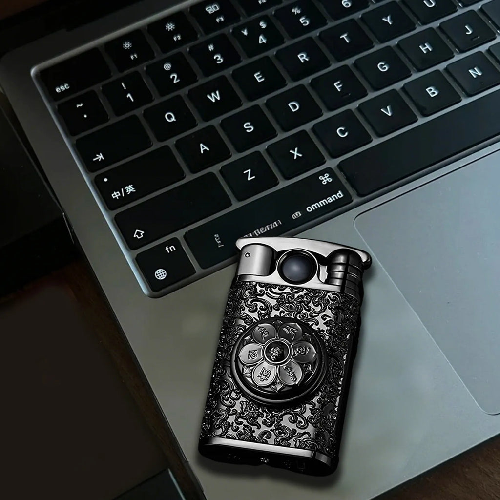 Six-character Mantra Lighter - Darkfire—metal lighter with six-character Mantra Lighter - Darkfire.