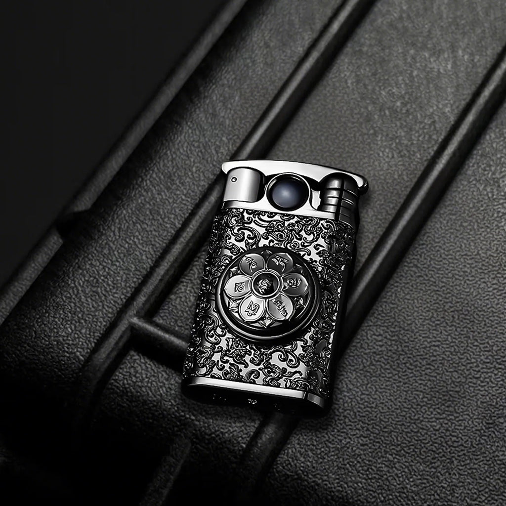 Six-character Mantra Lighter - Darkfire—metal lighter with six-character Mantra Lighter - Darkfire.
